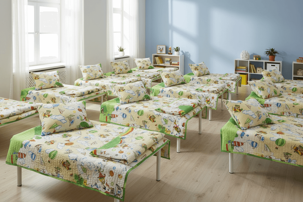 Krepové dětské povlečení do školky „Letadla žlutá“